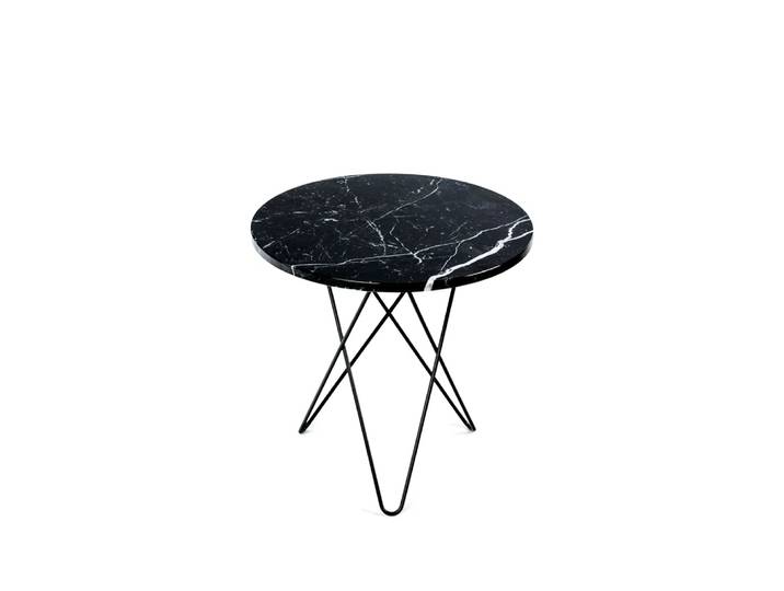 OX Denmarq Tall Mini O Table Couchtisch Marmor Schwarz, Schwarz lackiertes Gestell