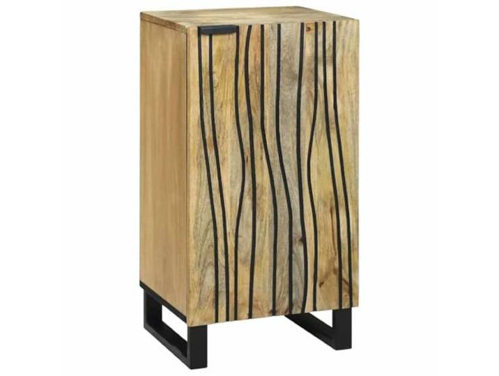 HEFZGDB Massives Mangoholz Sideboard rustikales Design mit texturierter Oberfläche und welligen Linien als Aufbewahrungslösung für Esszimmer und Moderne Wohnzimmer