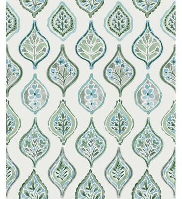 York Wallcoverings Marketplace Motif Pale Grey & Green Wallpaper