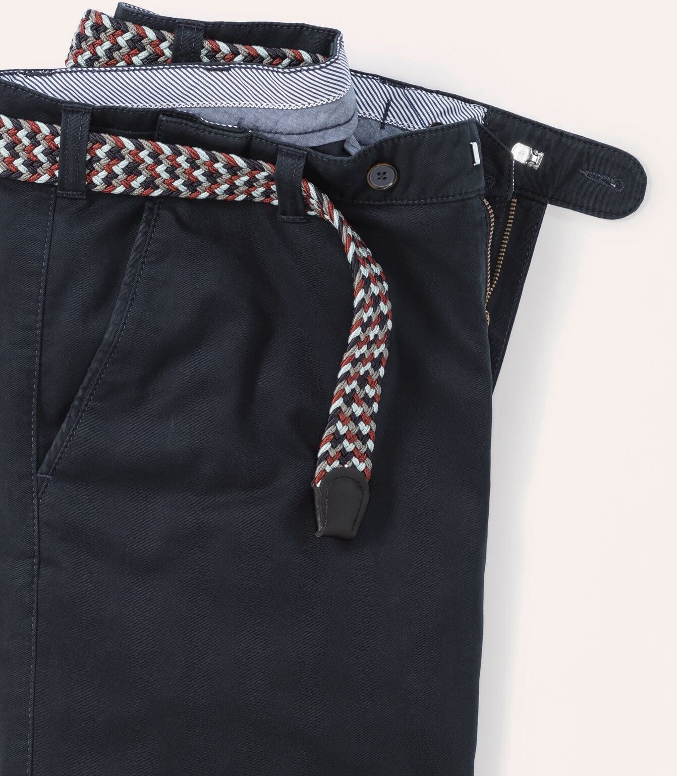 Walbusch Extraglatt-Stretchbund-Bermudas, Regular Fit#normale Größen#untersetzte Größen, Farbe Blau, 24, inklusive passendem Gürtel mit Hemdenstopper Herren