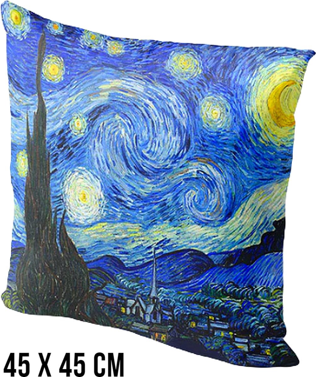 Allernieuwste.nl Kussenhoes Vincent Van Gogh De Sterrennacht - Blauw - 45 x 45 cm