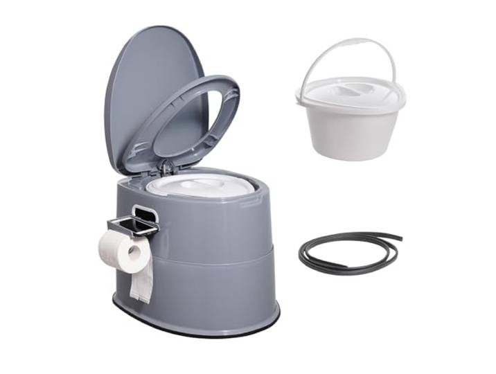 VEVOR Toilette Portable avec Réservoir à Matières 5 L Toilette de Camping avec Porte-Papier et Support de Téléphone sans Odeur WC de Voyage pour Camping-car Caravane Chambre à Coucher Femmes Enceintes