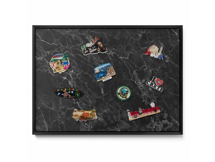 MAGNETTAFEL 70x50 cm schwarzer Rahmen – Stilvoller Marmorstein