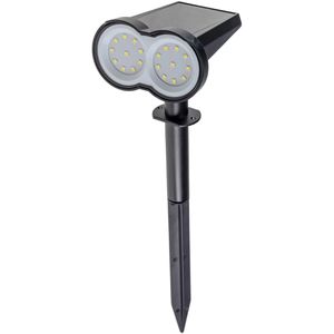ChiliTec Gartenstrahler 23859, schwarz, mit 5W LED, Solar, mit Erdspieß, Dämmerungssensor, wasserdicht