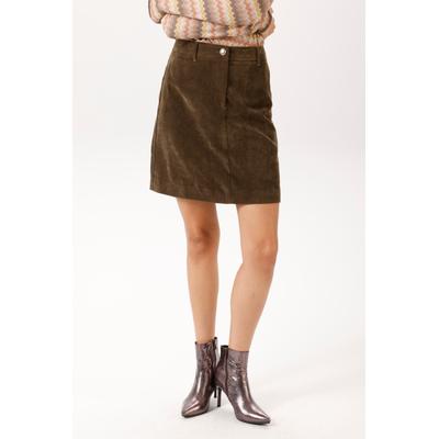 Minirock ANISTON CASUAL, Damen, Gr. 42, braun (lodengrün), Cord, Obermaterial: 88% Polyester, 10% Polyamid, 2% Elasthan, leicht glänzend, unifarben, figurbetont kniefrei, Röcke Minirock, aus weichem Cord - NEUE KOLLEKTION