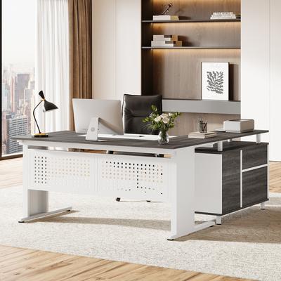 BLUEBELL 63-Inch L-Shaped Executive Desk with Storage Shelves