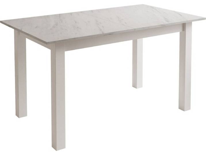 ARTON 140 cm ausziehbarer Tisch, Tischplatte Farbe: Marmor Levanto, Weiße Beine