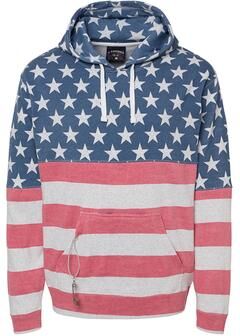 J America JA8815 Tailgate Hood T-Shirt in Stars & Stripes size Medium 8815