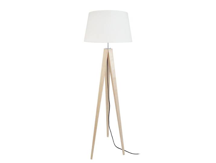 Lampadaire bois naturel abat-jour ecrú