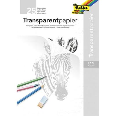 Folia Transparentpapierblock 80g/m², DIN A3, 25 Bogen, weiß transparent