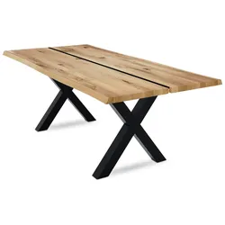 BAUMKANTENTISCH Dannie 3 180x79x90 Massivholztisch Wildeiche geölt
