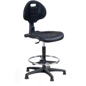 Topsit Arbeitsstuhl Industry Counter, IND112, schwarz, mit Bodengleitern & Fußring, PU-Schaum, bis 120 kg
