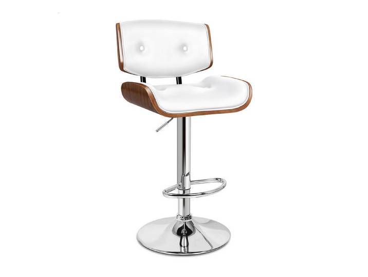 ALFORDSON Barhocker Verstellbarer, Sitzfläche aus geknöpftem PU-Leder (1er-set, 360°-Drehung, Gasdruckfeder), Solide Basis, Odette-Design, Weiß
