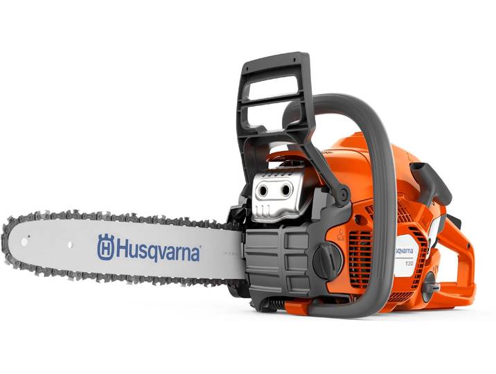 Benzin-Kettensäge HUSQVARNA 130 Schwertlänge 35 cm , orange (orange, schwarz), Kettensägen, Benzin-Kettensäge, Kettensäge mit 38 cm³-Motor
