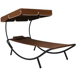 Helloshop26 - Outdoor-Tagesbett/Sonnenliege 200 cm mit Sonnendach und braunem Kissen
