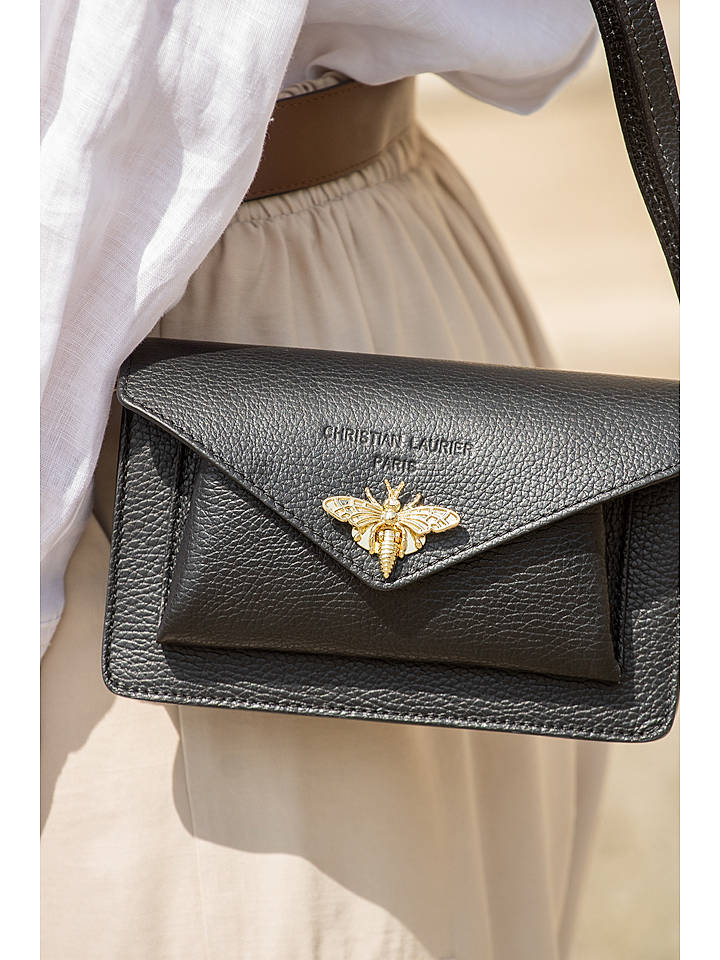 Christian Laurier Leder-Umhängetasche "Roxane" in Schwarz - (B)20 x (H)12 x (T)5,5 cm - onesize