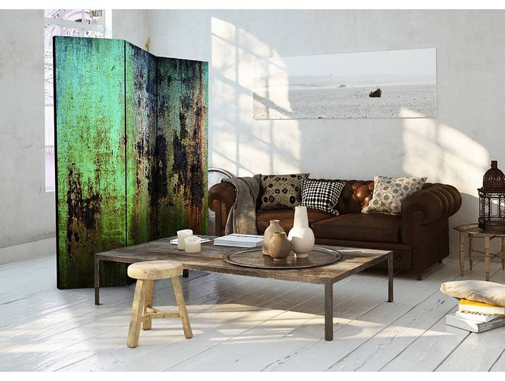 Paravent Emerald Mystery acoustique Intissé sur bois massif Vert 135 x 172cm
