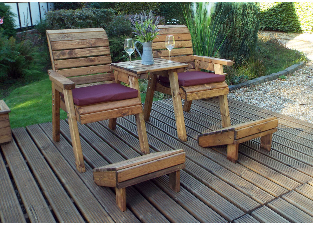 Union Rustic Farrar Solid Wood Outdoor Bench Burgundy 98cm H X 160cm W X 133cm D
