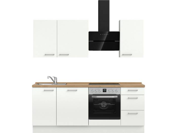 nobilia® Küchenzeile Laser II , NEU: individuell anpassbar mit gratis Profi-Beratung, vormontiert, 210 cm breit, optional mit verschiedenen E‑Geräte-Sets