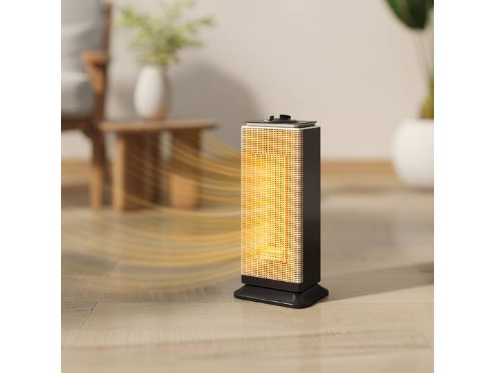 HOMCOM Chauffage Céramique 2000W Oscillant Noir 3 Modes