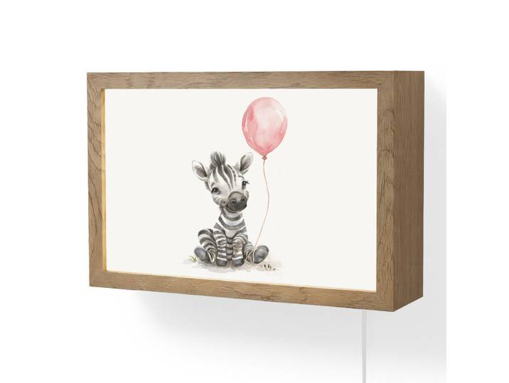 OnlyWow Wandleuchte - Zebra - Baby - Tiere - Rosa Luftballon - 30x20 cm, Weiß, Holzwerkstoff, Rechteckig, LED integriert, 30x20x8 cm, Lampen & Leuchten, Innenbeleuchtung, Wandlampe