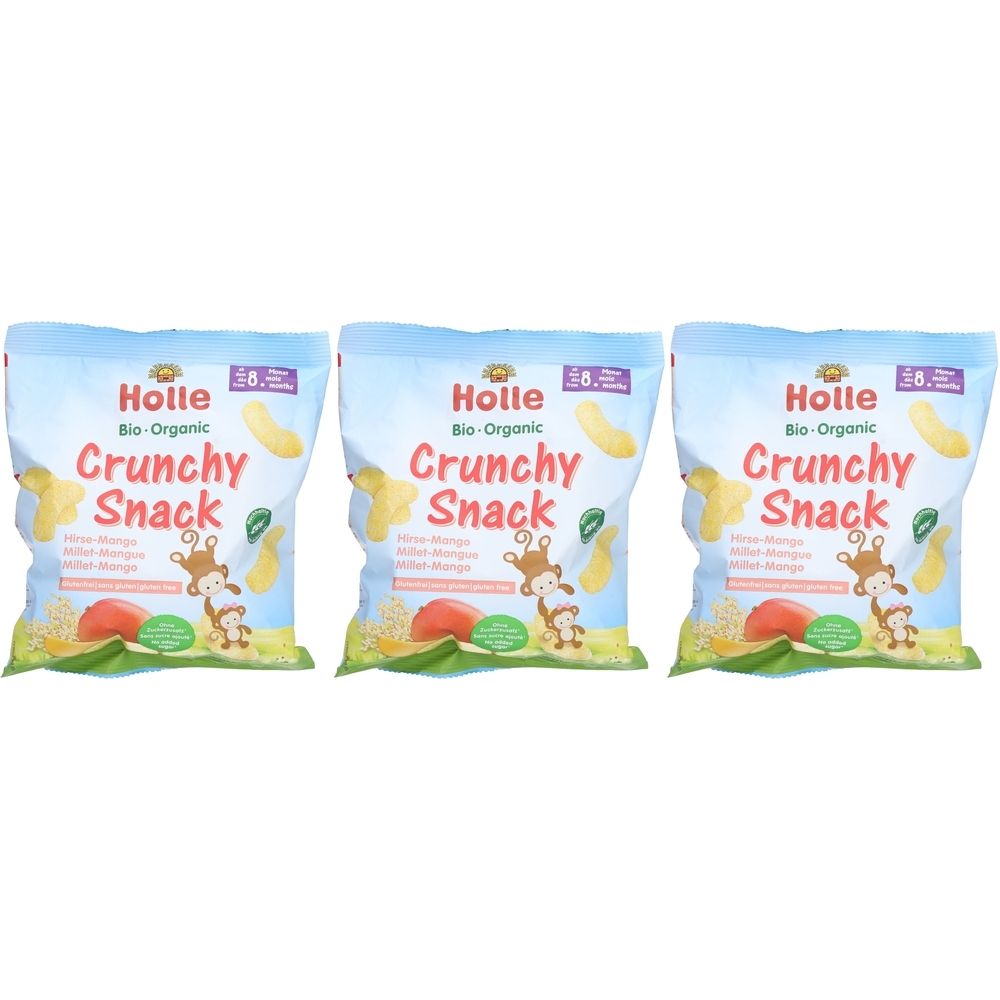 Holle Bio Kinder Knuspersnack Hirse-Mango x3 3x25 g Set