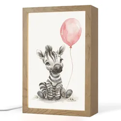 NACHTTISCHLAMPE Zebra - Baby - Tiere - Rosa Luftballon 20x30 cm