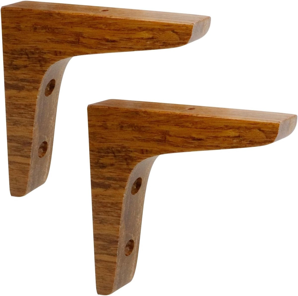 Houten Plankbeugels Donkerbruin - Driehoekige Wandmontage Steunen - Massief Hout - 95 x 95 x 2 cm