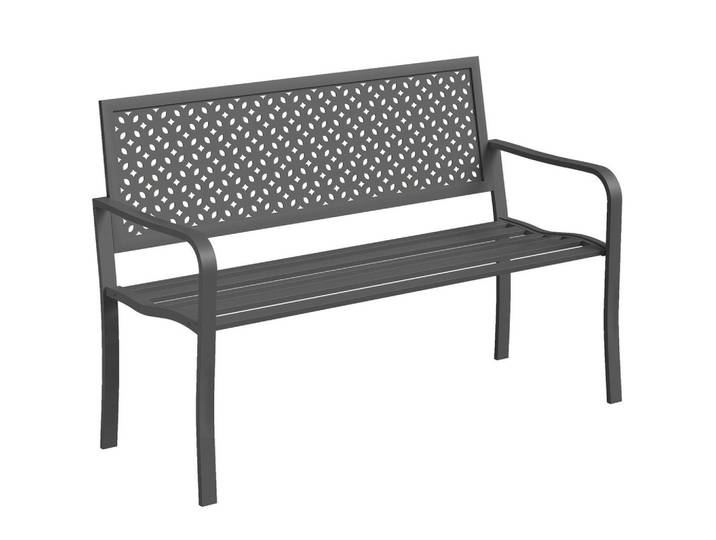 ComfortXL Gartenbank 2-Sitzer De-08366 rostbeständig & geometrisch, Dunkelgrau, Metall, 127x85x61 cm, Gartenmöbel, Gartenbänke