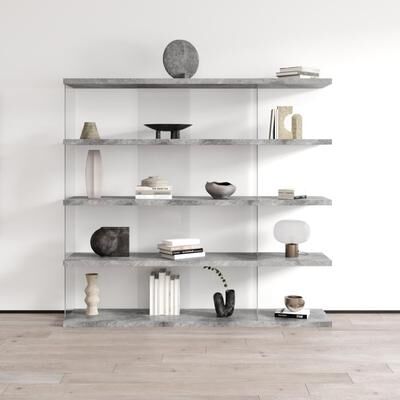 "Meble Furniture Gravity Large Freestanding Bookcase - 71"" Wide x 66"" Tall Modern Open Shelf Storage Unit, Matte Finish"