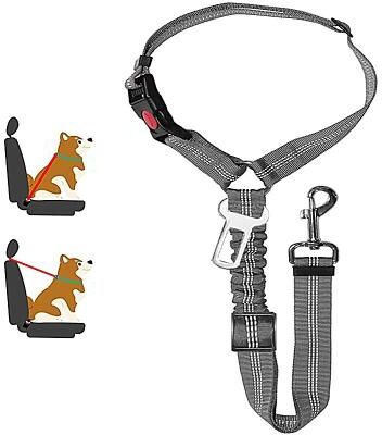 Uplifted Finds New Solid Two in one Dog Harness Leash Adjustable Pet Backseat Safety Belt grey