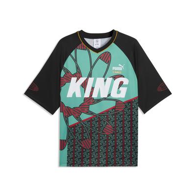 Trainingsshirt PUMA "King Trikot Erwachsene", Damen, Gr. S, bunt (vibrant grün), Obermaterial: 100% Polyester. Rippe: 3% Elasthan, 97% Polyester, mehrfarbig, V-Ausschnitt, Shirts