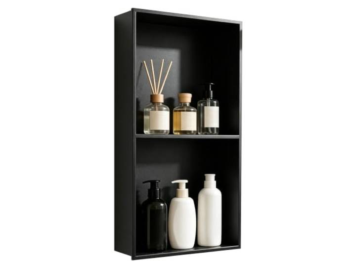JINGSHIQIAOPL 2-stufige Wandnische Dusche Edelstahl Fliesenfrei Nischenregal Duschnische für Dusche und Badorganisation, 700 x 280 x 125 mm(Black)