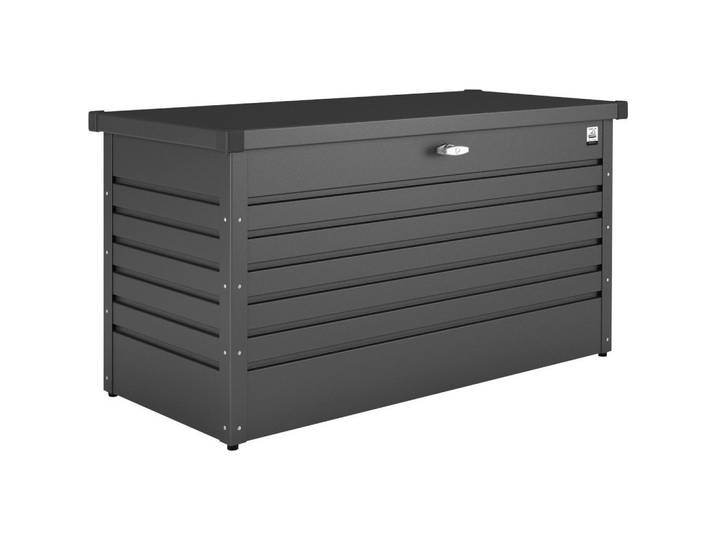 Biohort Kissenbox, Dunkelgrau, Metall, 160x83x79 cm, Qualität aus Österreich, Deckel aufklappbar, absperrbar, integrierte Durchlüftung, wartungsfrei, regenwasserdicht, Gartenzubehör, Gartenbox