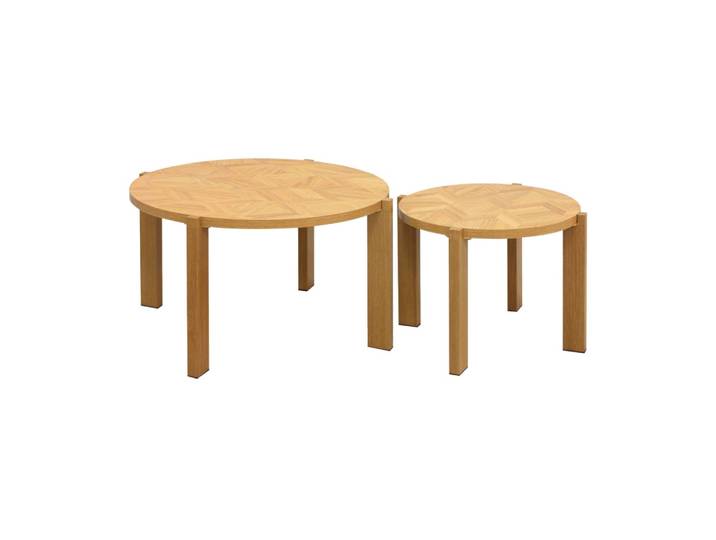 Tables basses gigognes rondes effet chevrons teinte naturelle