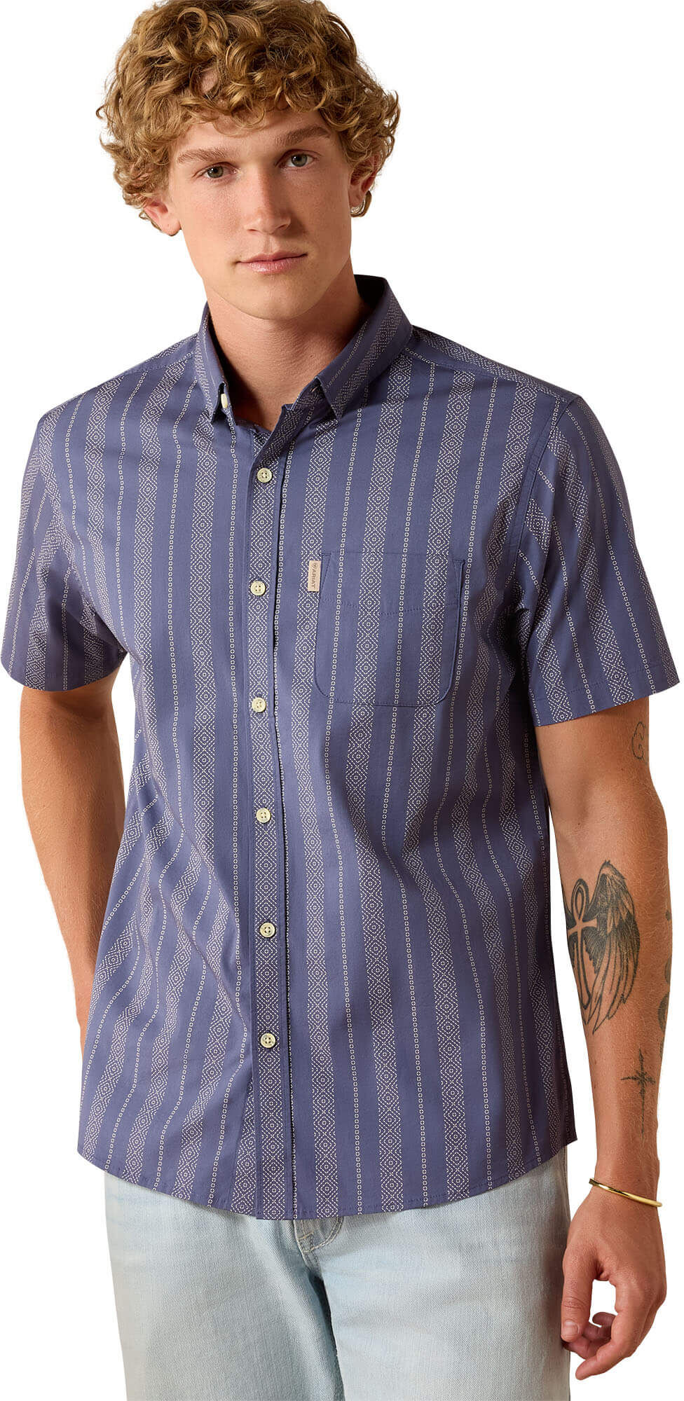 Men's Maddox Modern Fit Shirt in Spring Lake Geo Stripe, Size: Small by Ariat