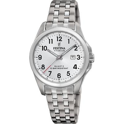 Quarzuhr FESTINA "Calendario Titanium", silber (titansilberfarben, silberfarben, silberfarben), Armbanduhren, Damen, titansilberfarben, Quarzuhr, Armbanduhr, Damenuhr, analog, Tag