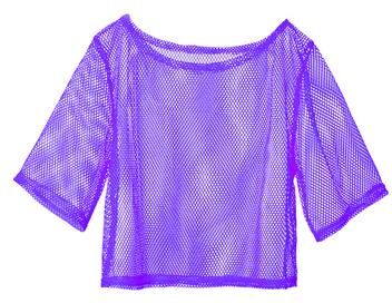 Lush Living Finds Retro Neon Fishnet Party Top For Women Costume Dance Shirts purple l