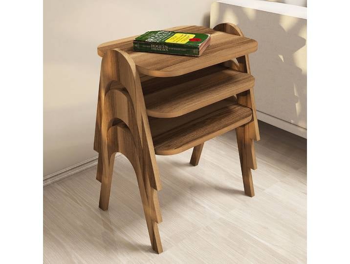Skye Decor\, Paris- Paris PRL\, couleur noyer\, tables basses\, 42x48\,6x35\,5 cm\, 100% panneau de particules mélaminé