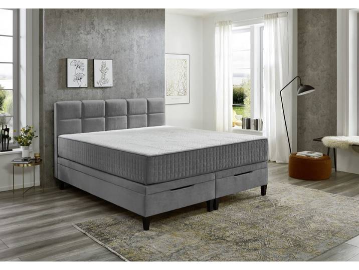 möbelando Boxspringbett TraumZeit, inkl. wendbare 7 Zonen TTFK Matratze & Topper - 180x200 cm anthrazit