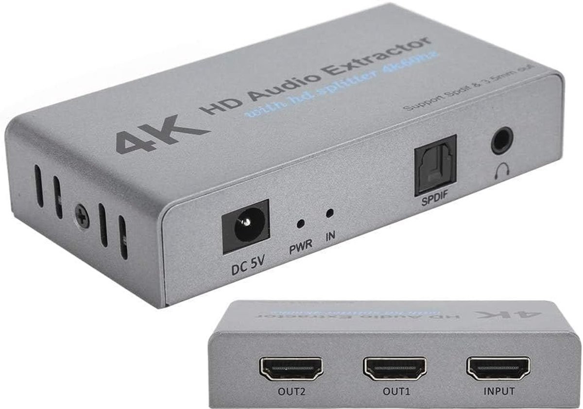 4K HDMI Audio Extractor en Converter voor Geluid en Beeld, Ondersteunt Meerdere Audioformaten en HDMI 2.0