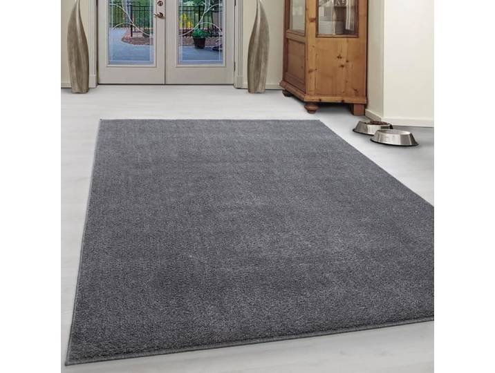 Tapis court fleuri moderne salon monochrome fond Uni pas cher clair gris - Marque - Modèle - Gris - Rond - Uni