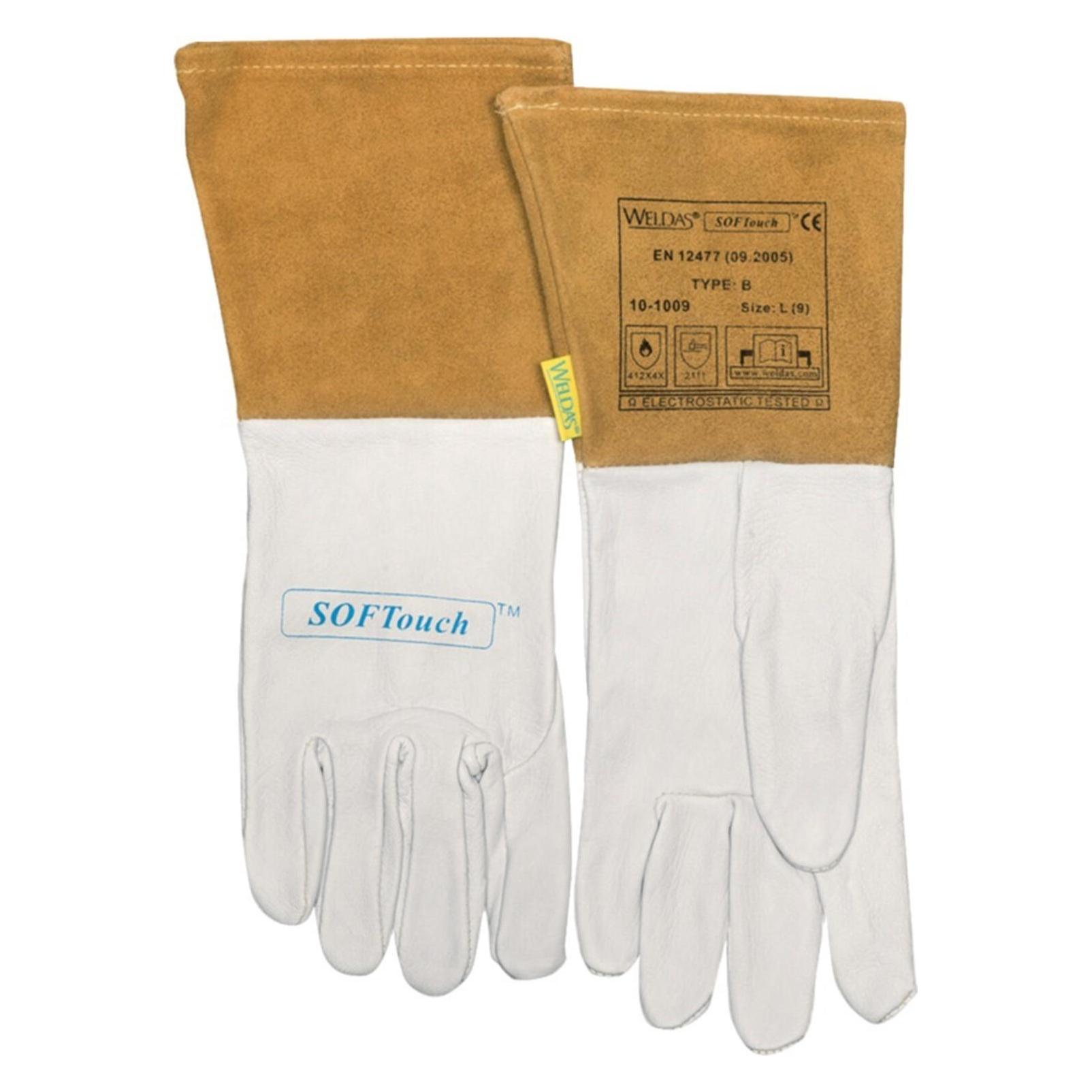 Weldas Schweisserhandschuhe Grösse L (9) natur/orange EN 388, EN 12477, EN 1149-2 (9, L) (10-1009-L)