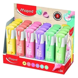 Maped, Marker, Textmarker FLEX PASTEL, flexible Spitze, 24er Display (24x)