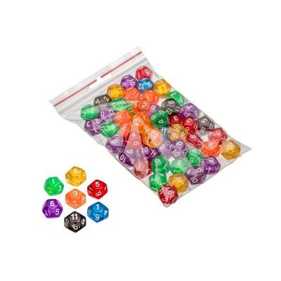 Würfel, 12 seitig, transparent, 50er Beutel