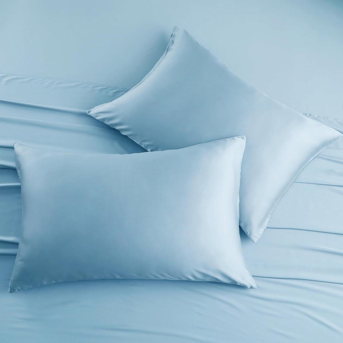 Set van 2 verkoelende bamboe kussenslopen Kingsize - Lichtblauw