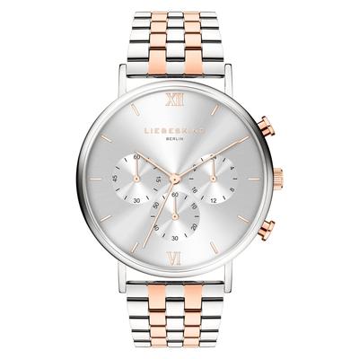 Chronograph LIEBESKIND BERLIN "Modern Chronograph", silberfarben, roségoldfarben, Armbanduhren, Damen, Chronograph, Quarzuhr, Armbanduhr, Damenuhr, Edelstahlarmband, analog