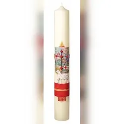Kopschitz Kerzen Osterkerze 60 x 8 cm mit 10% Bienenwachs mit aktueller Jahreszahl (Motiv #637)
