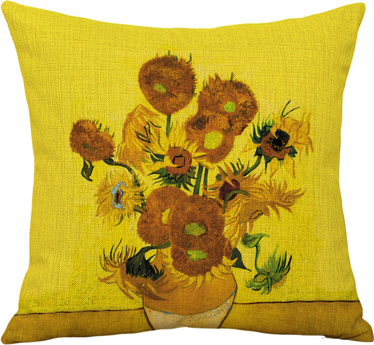 TDR Sierkussensloop Van Gogh Vaas met twaalf zonnebloemen van katoen en linnen - 45 x 45 cm
