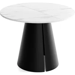 ESSTISCH Lamio runder ausziehbarer, Marmor Weiß 100-180/100/76 cm